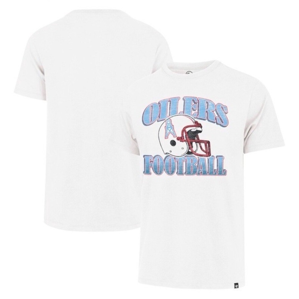 Tennessee Oilers Overrun Franklin Throwback Mens '47 Cream T-Shirt 2XL